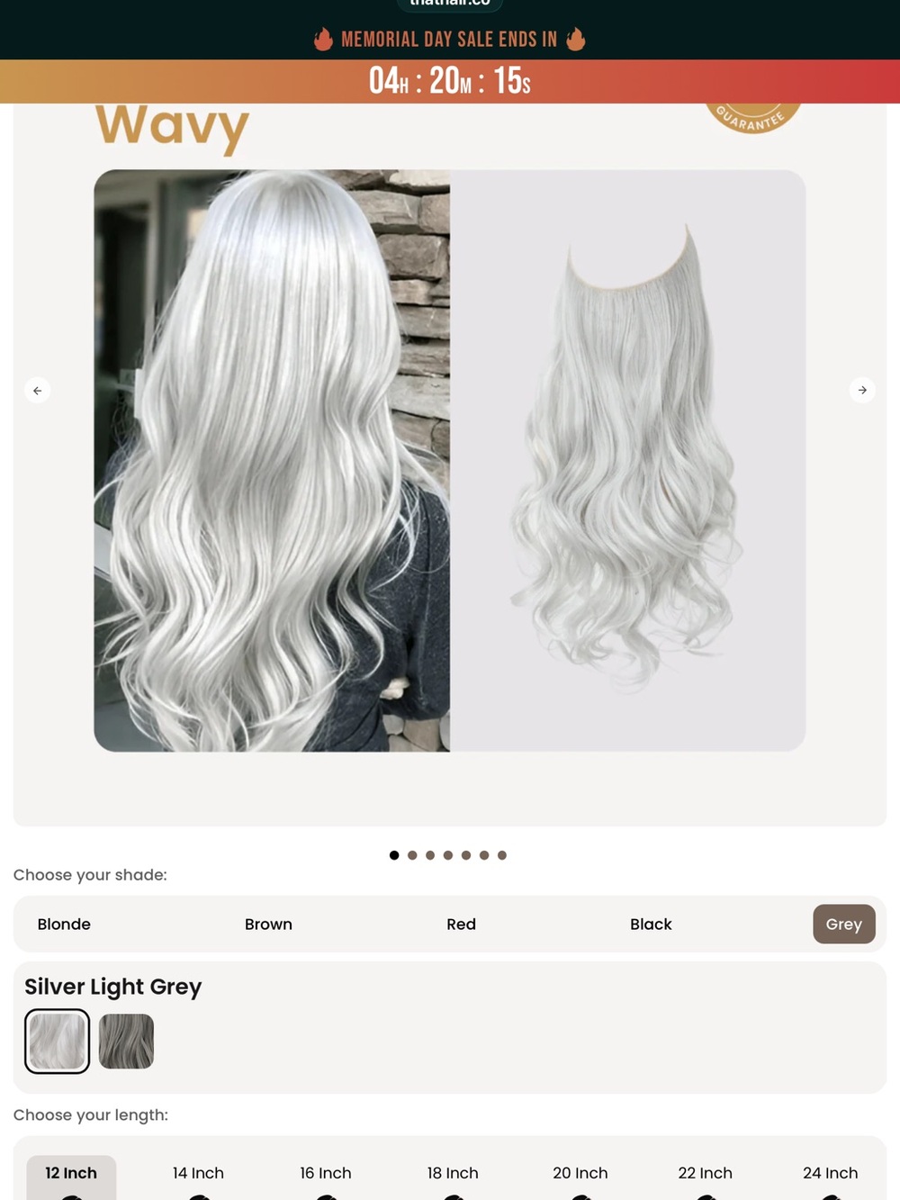 Wavy and Straight (2 pack) Silver Light Grey Halo Extensions for Women - 12 inch